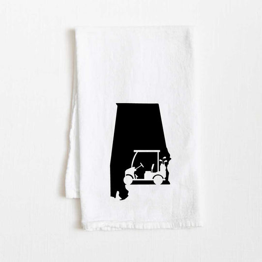 Alabama Golf Cart State Flour Sack Kitchen Towel - 36” x 32”