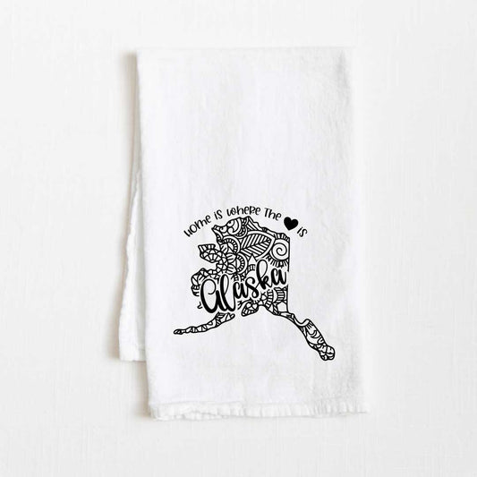 Alaska - Home Is Where the Heart Is Flour Sack Kitchen Towel - 36” x 32”