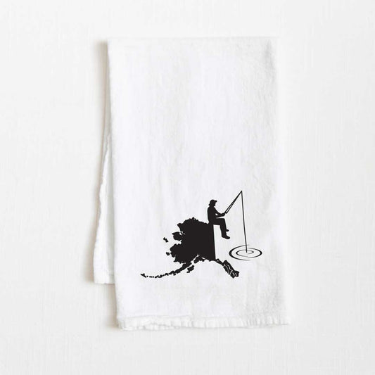 Alaska Fishing State Flour Sack Kitchen Towel - 36” x 32”