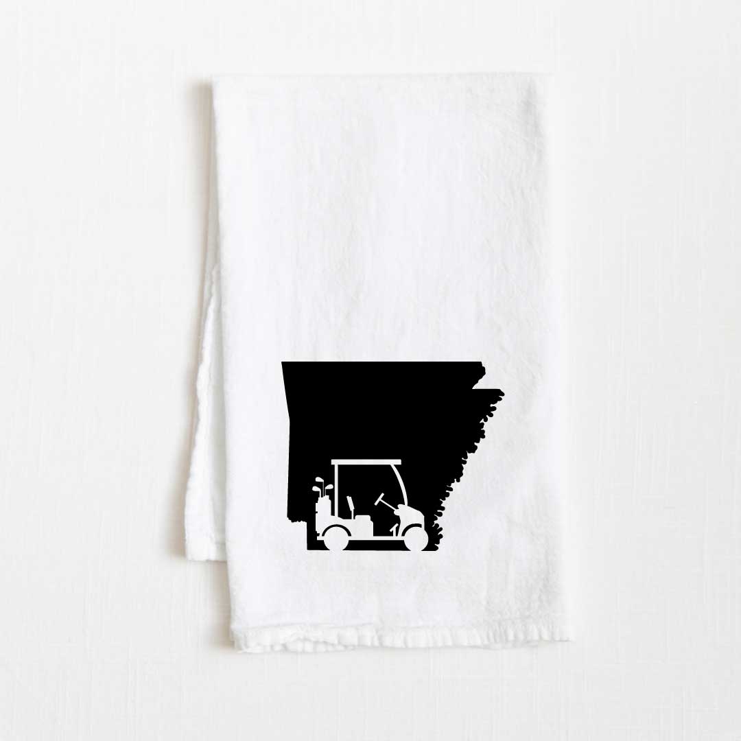 Arkansas Golf Cart State Flour Sack Kitchen Towel - 36” x 32”
