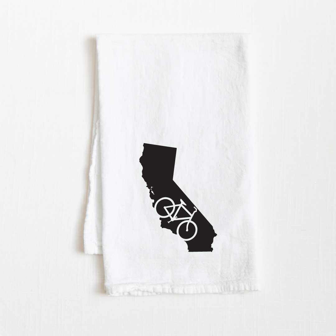 California Bike State Flour Sack Kitchen Towel - 36” x 32”