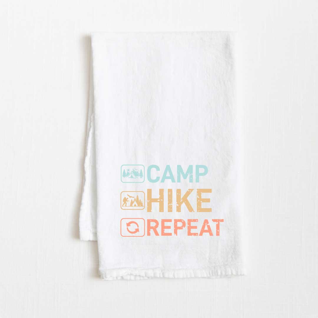 Camp Hike Repeat Flour Sack Kitchen Towel - 36” x 32”
