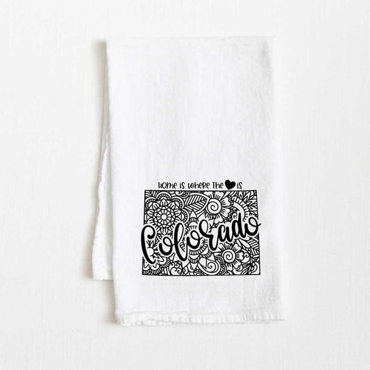 Colorado - Home Is Where the Heart Is Flour Sack Kitchen Towel - 36” x 32”