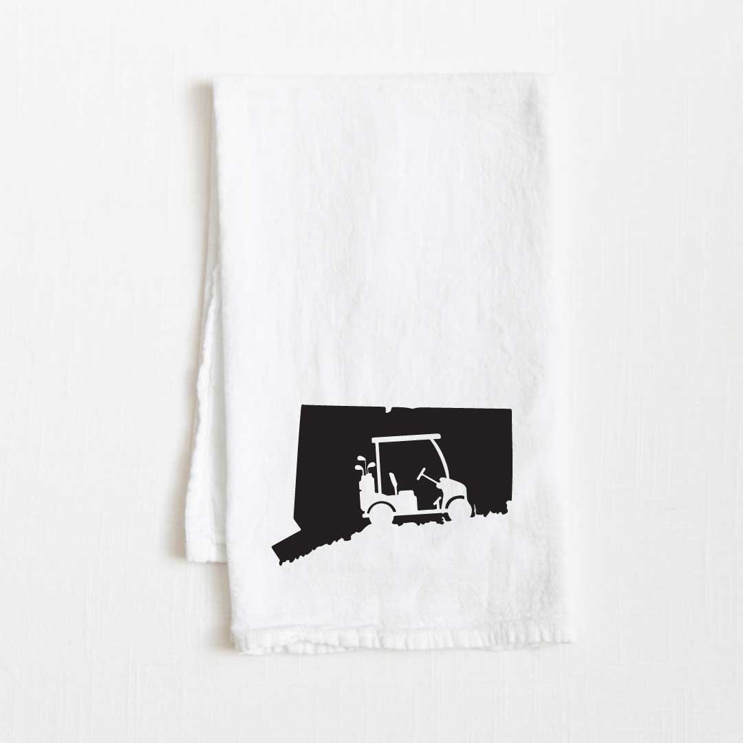 Connecticut Golf Cart State Flour Sack Kitchen Towel - 36” x 32”