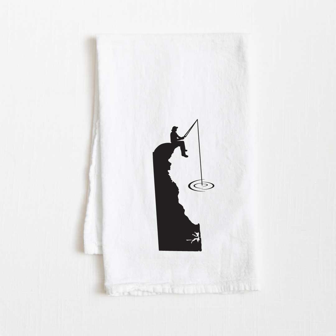Delaware Fishing State Flour Sack Kitchen Towel - 36” x 32”