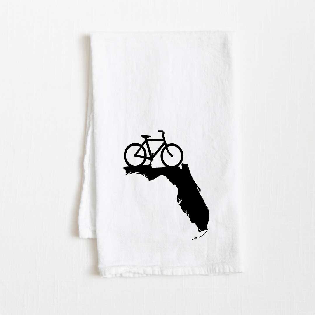 Florida Bike State Flour Sack Kitchen Towel - 36” x 32”
