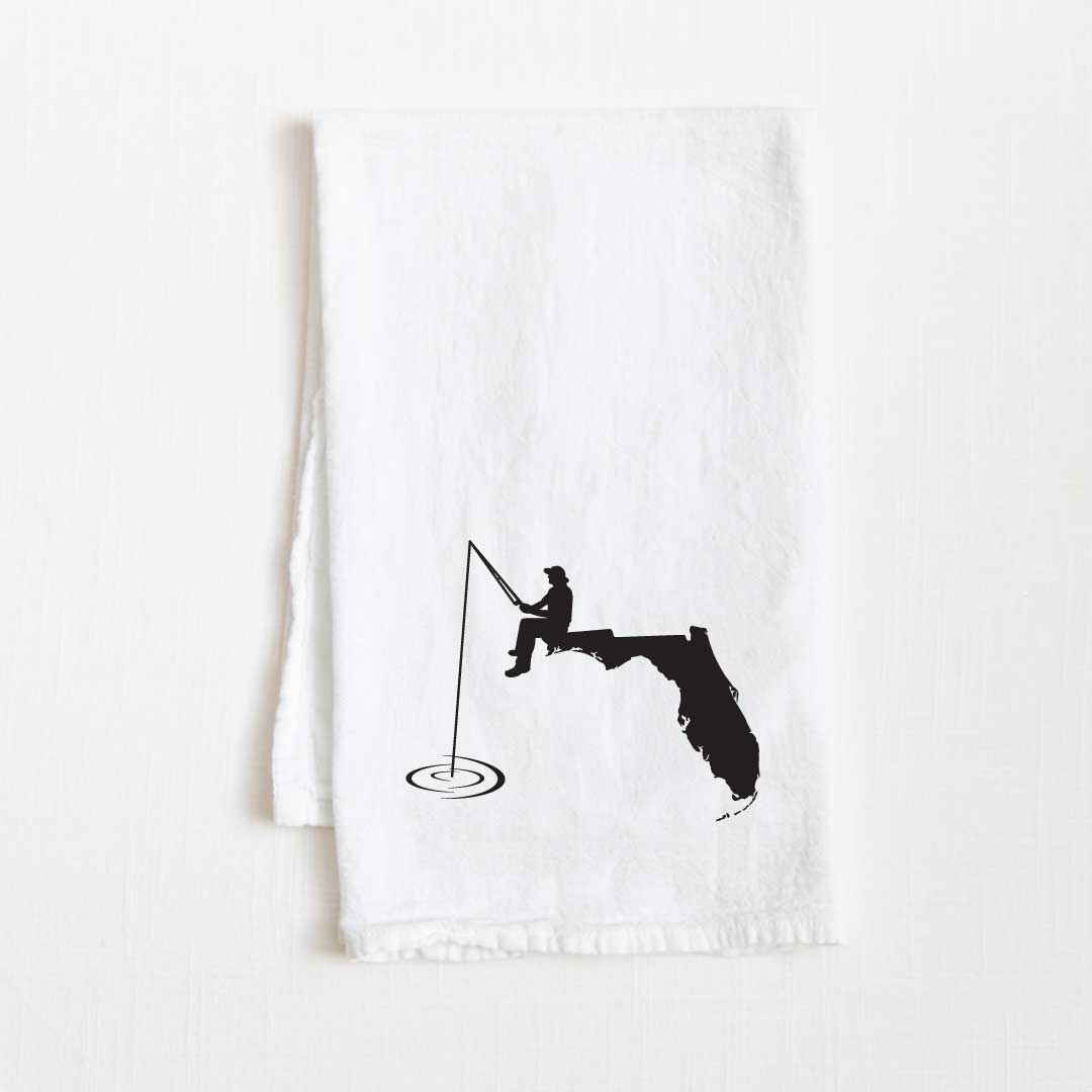 Florida Fishing State Flour Sack Kitchen Towel - 36” x 32”