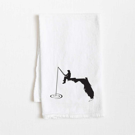 Florida Fishing State Flour Sack Kitchen Towel - 36” x 32”