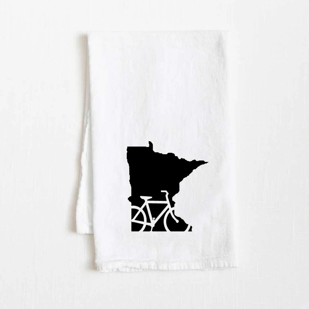 Minnesota Bike State Flour Sack Kitchen Towel - 36” x 32”