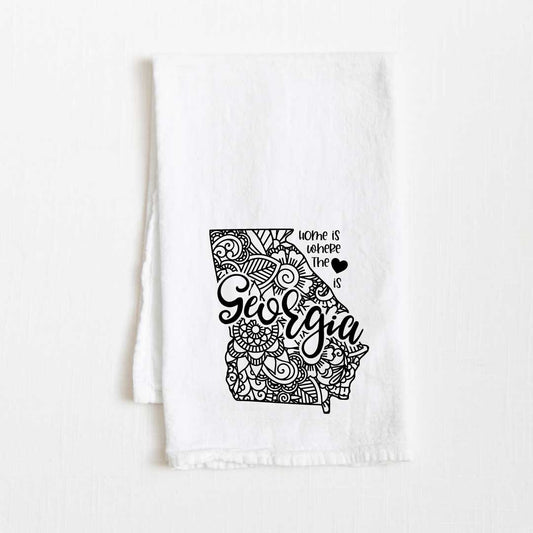 Georgia - Home Is Where the Heart Is Flour Sack Kitchen Towel - 36” x 32”