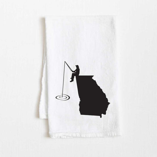 Georgia Fishing State Flour Sack Kitchen Towel - 36” x 32”