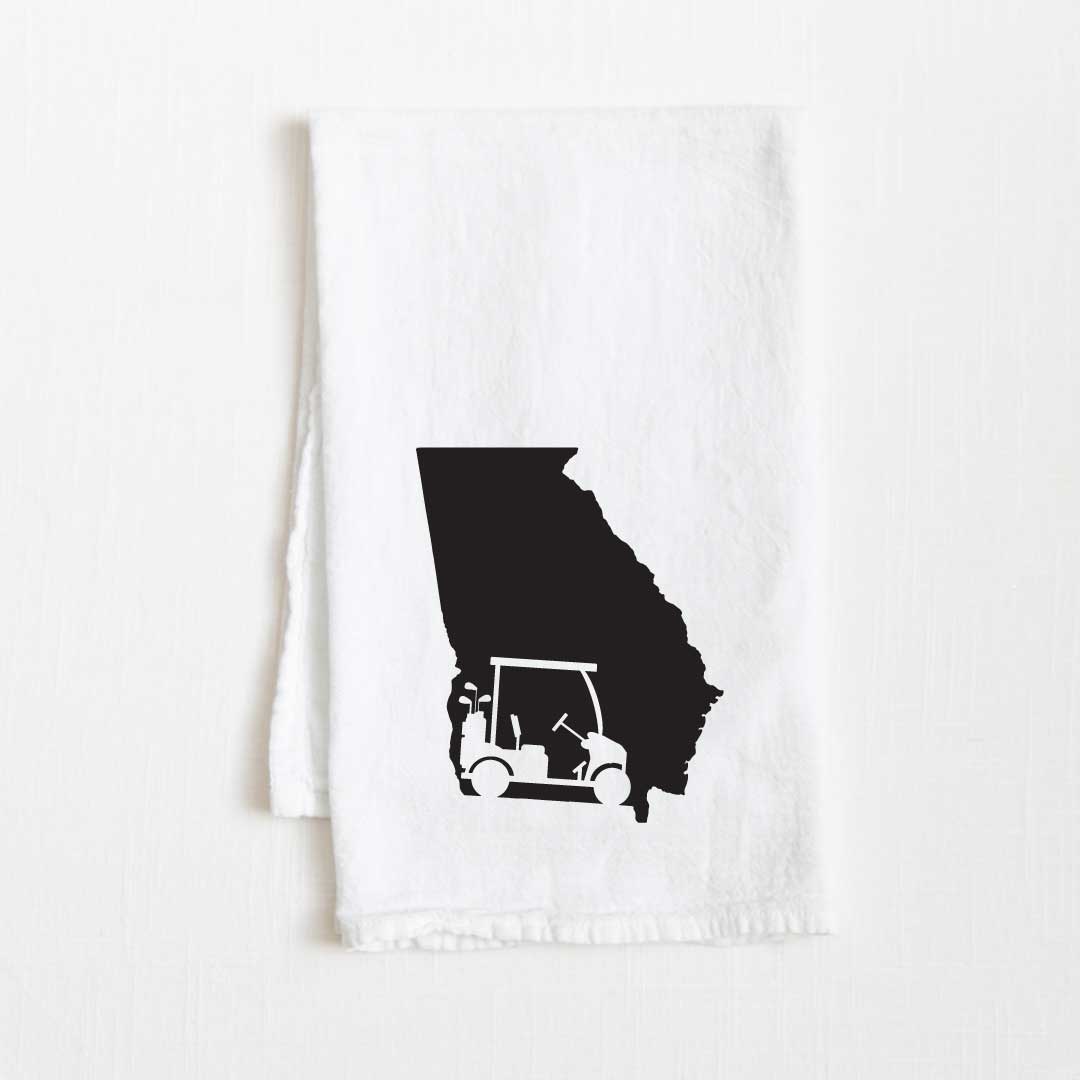 Georgia Golf Cart State Flour Sack Kitchen Towel - 36” x 32”