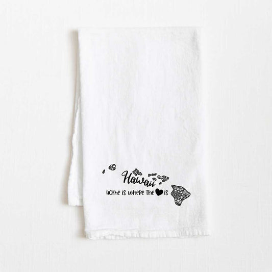Hawaii - Home Is Where the Heart Is Flour Sack Kitchen Towel - 36” x 32”