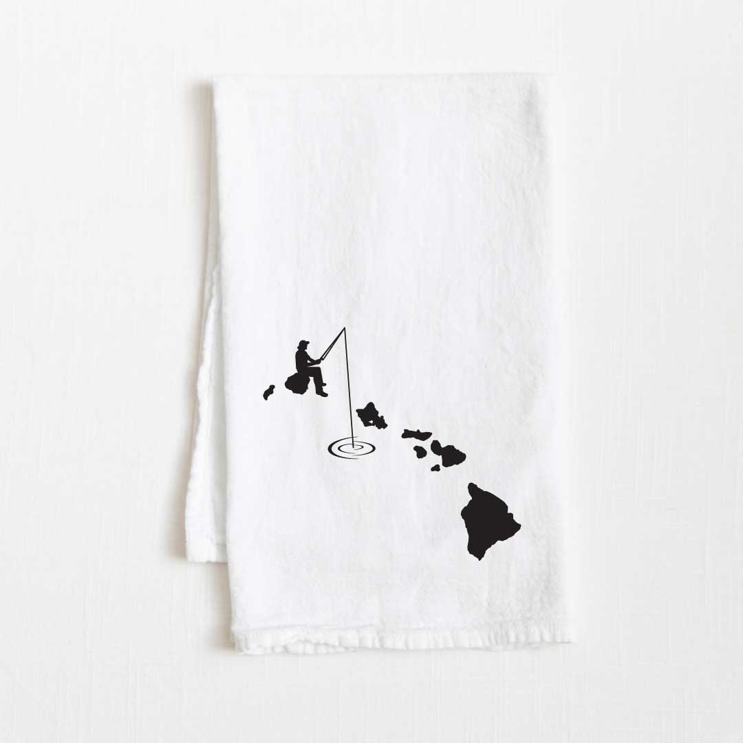 Hawaii Fishing State Flour Sack Kitchen Towel - 36” x 32”