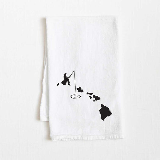 Hawaii Fishing State Flour Sack Kitchen Towel - 36” x 32”