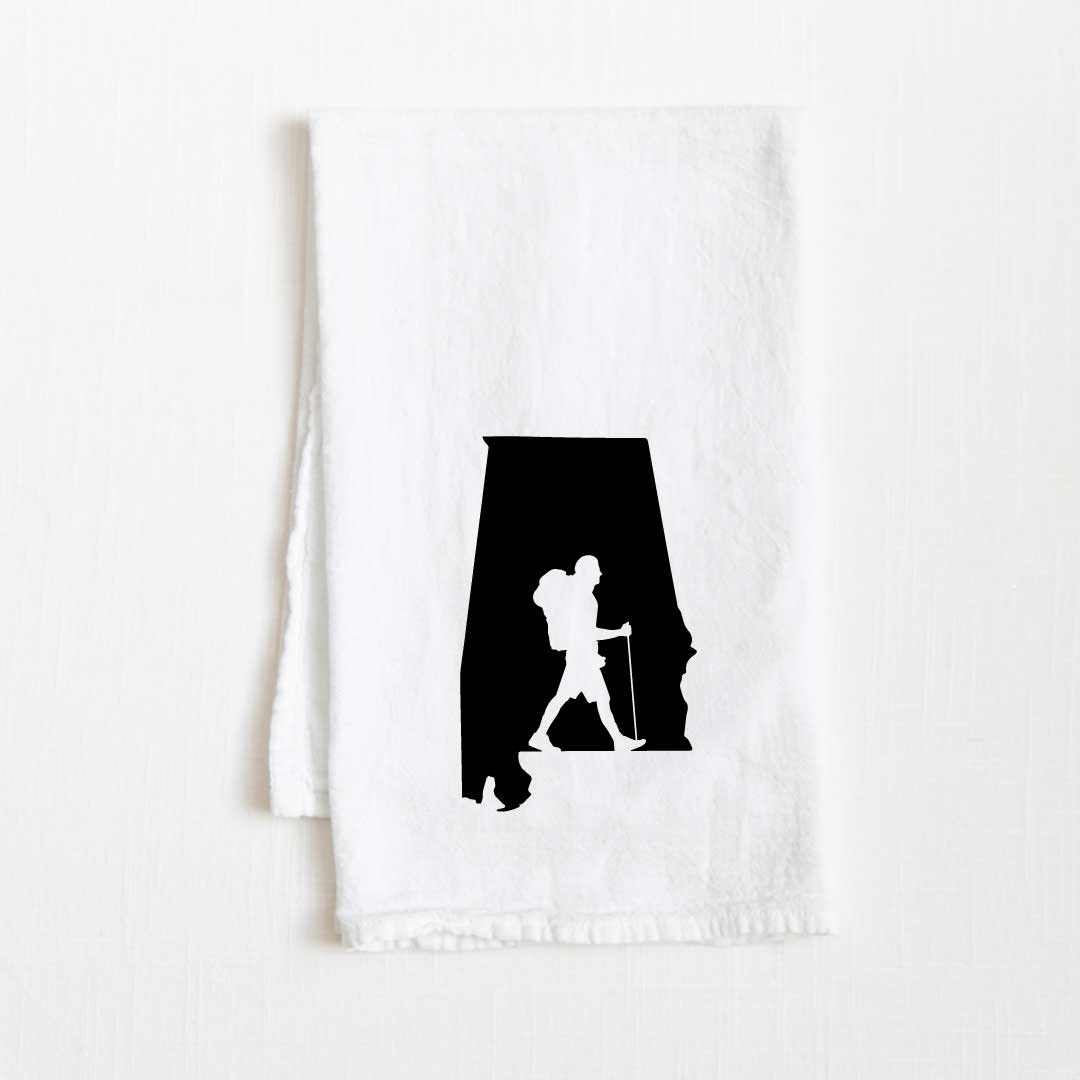 Alabama Hiking State Flour Sack Kitchen Towel - 36” x 32”