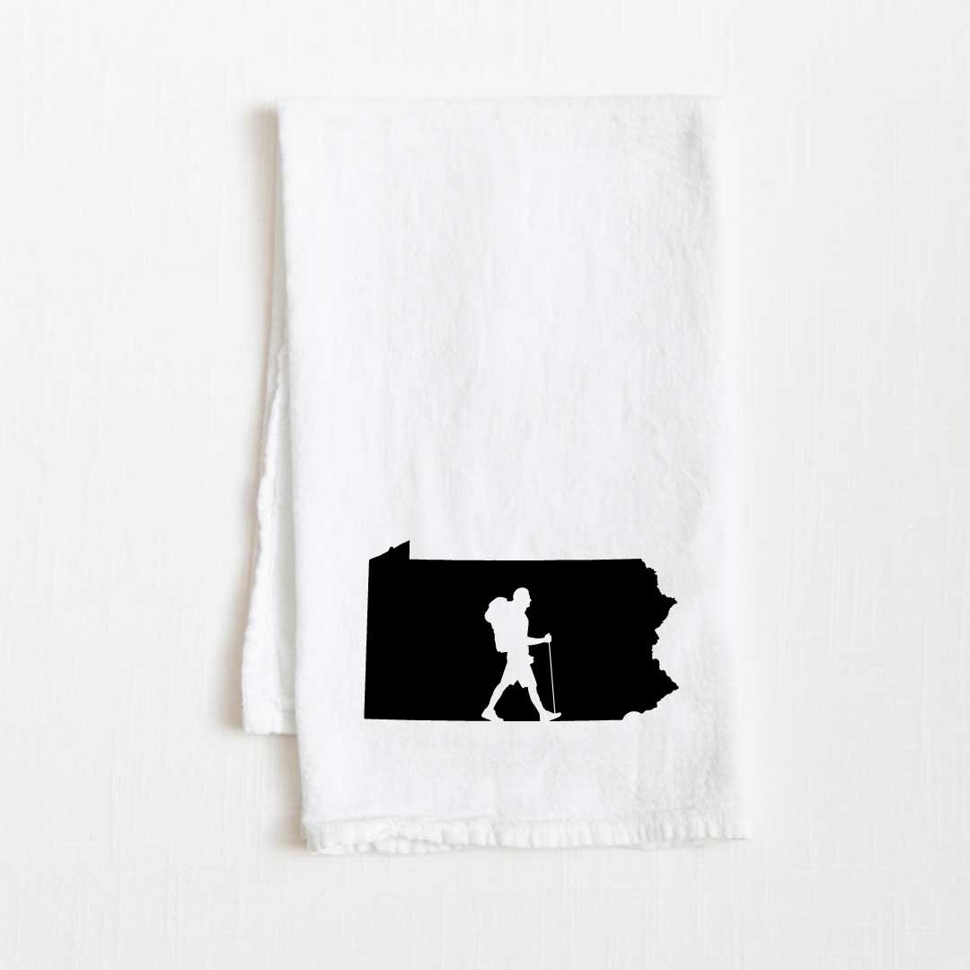 Pennsylvania Hiking State Flour Sack Kitchen Towel - 36” x 32”