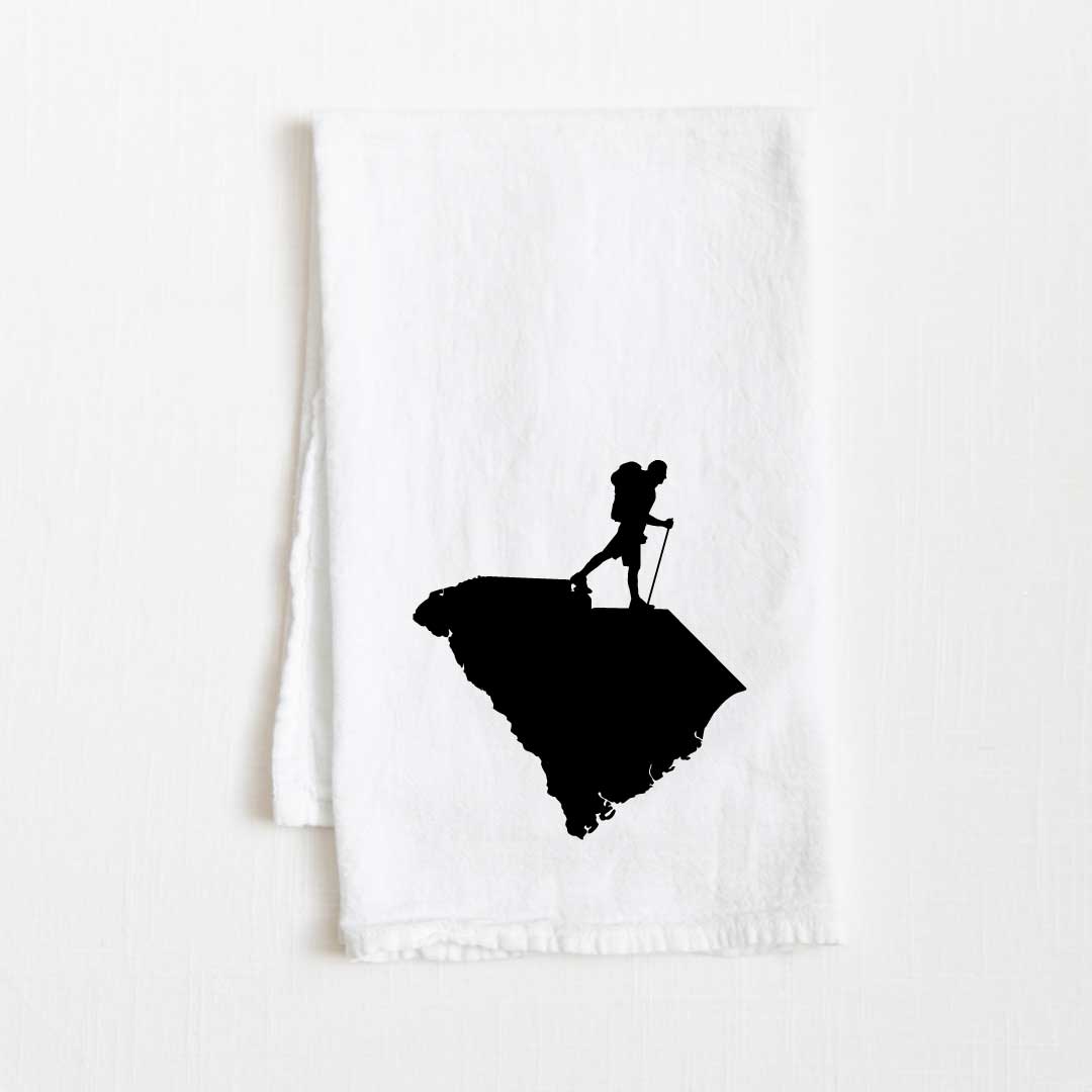 South Carolina Hiking State Flour Sack Kitchen Towel - 36” x 32”