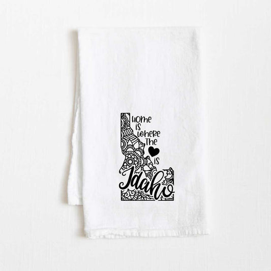 Idaho - Home Is Where the Heart Is Flour Sack Kitchen Towel - 36” x 32”