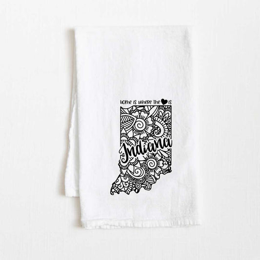 Indiana - Home Is Where the Heart Is Flour Sack Kitchen Towel - 36” x 32”