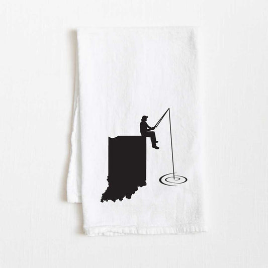 Indiana Fishing State Flour Sack Kitchen Towel - 36” x 32”