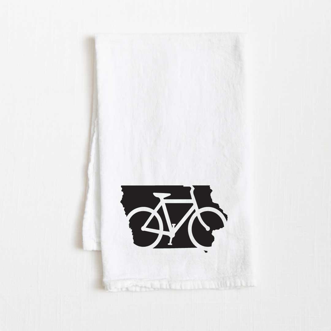 Iowa Bike State Flour Sack Kitchen Towel - 36” x 32”