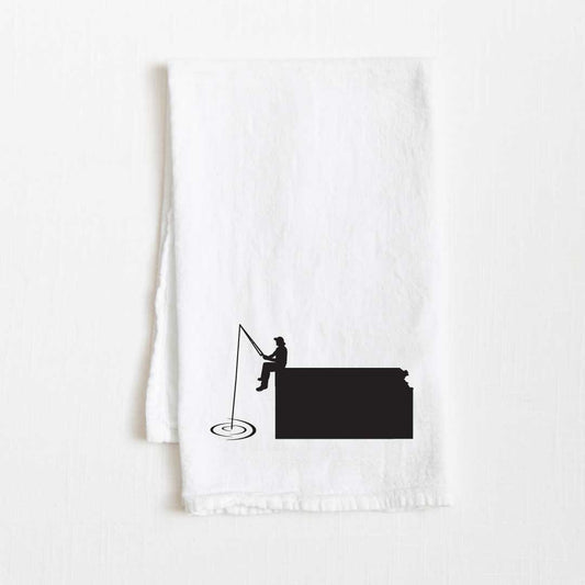 Kansas Fishing State Flour Sack Kitchen Towel - 36” x 32”