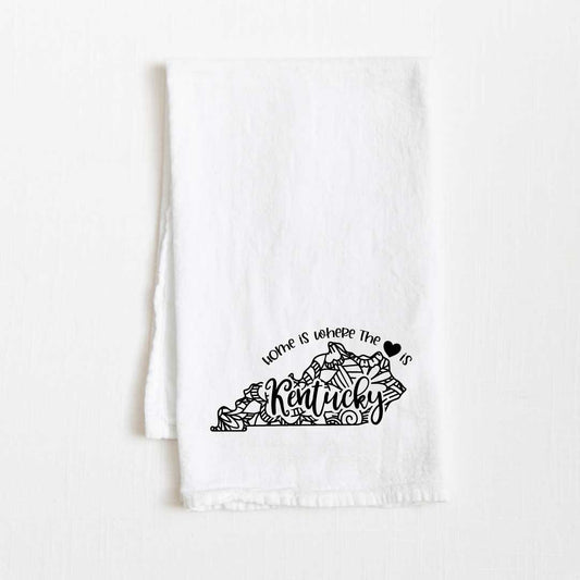 Kentucky - Home Is Where the Heart Is Flour Sack Kitchen Towel - 36” x 32”