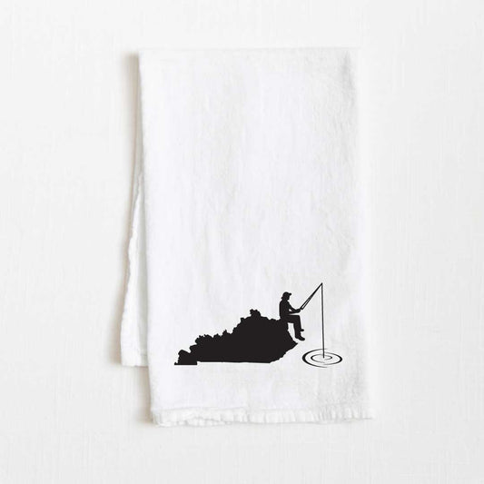Kentucky Fishing State Flour Sack Kitchen Towel - 36” x 32”