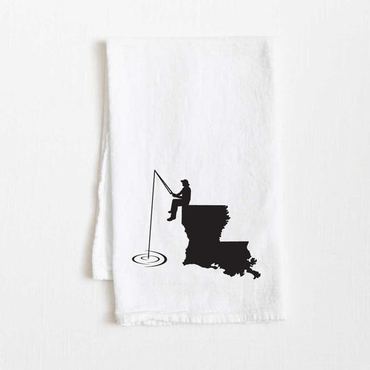 Louisiana Fishing State Flour Sack Kitchen Towel - 36” x 32”