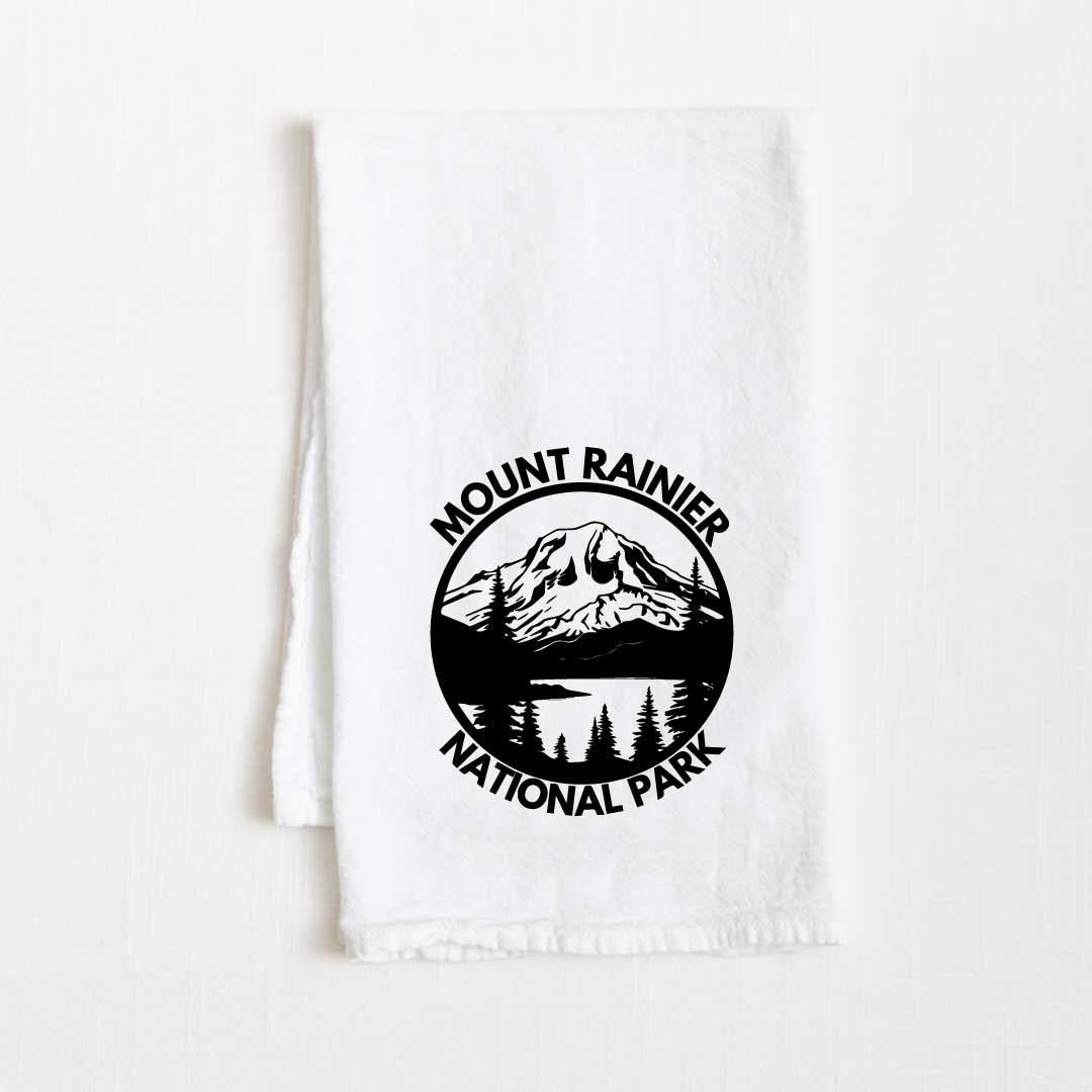 Mount Rainier National Park Flour Sack Kitchen Towel - 36” x 32”