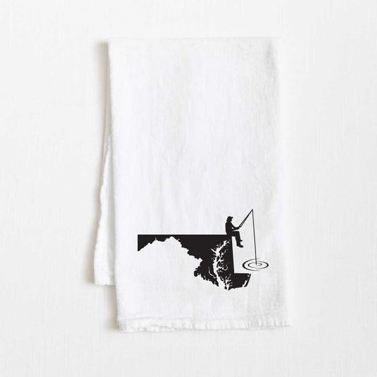Maryland Fishing State Flour Sack Kitchen Towel - 36” x 32”