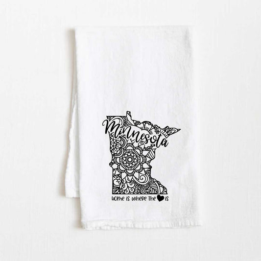 Minnesota - Home Is Where the Heart Is Flour Sack Kitchen Towel - 36” x 32”