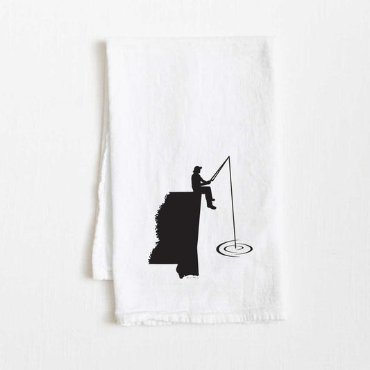Mississippi Fishing State Flour Sack Kitchen Towel - 36” x 32”