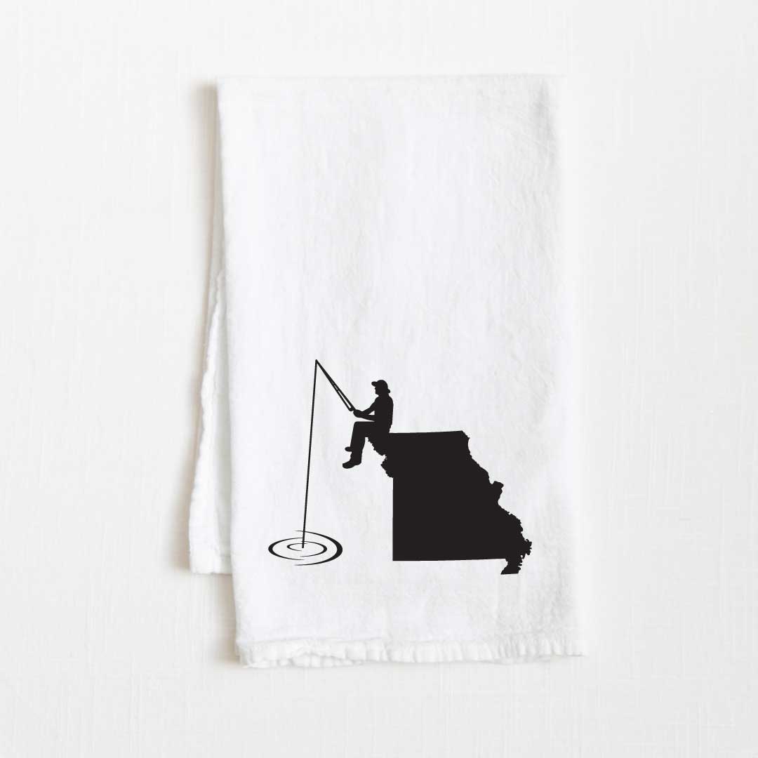 Missouri Fishing State Flour Sack Kitchen Towel - 36” x 32”