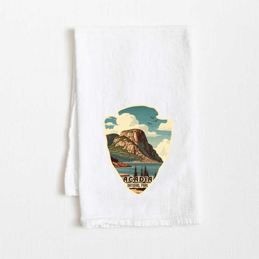 Acadia National Park Vintage Illustrated Flour Sack Kitchen Towel - 36" x 32"
