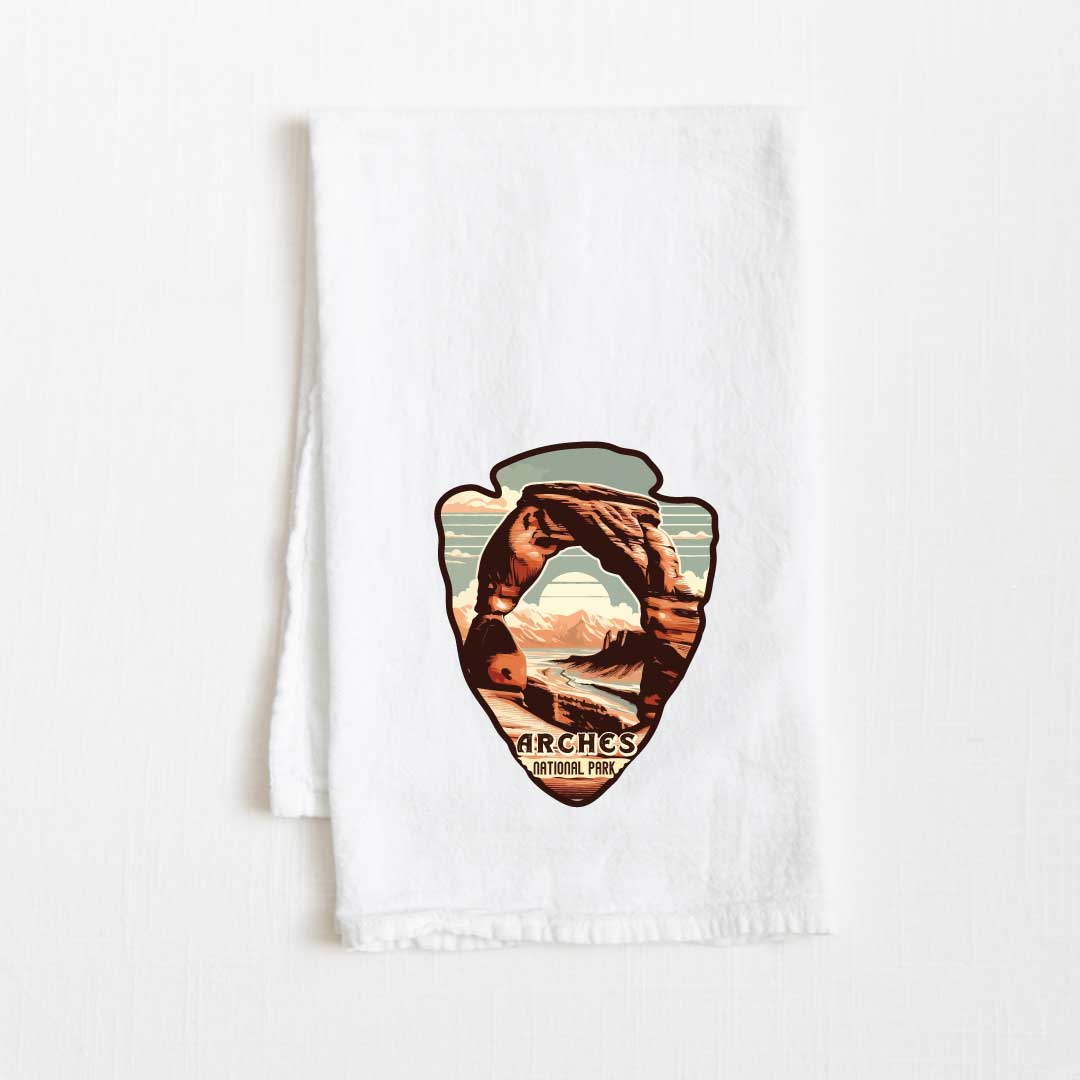 Arches National Park Vintage Illustrated Flour Sack Kitchen Towel - 36” x 32”