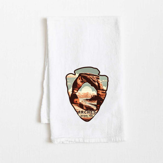 Arches National Park Vintage Illustrated Flour Sack Kitchen Towel - 36” x 32”
