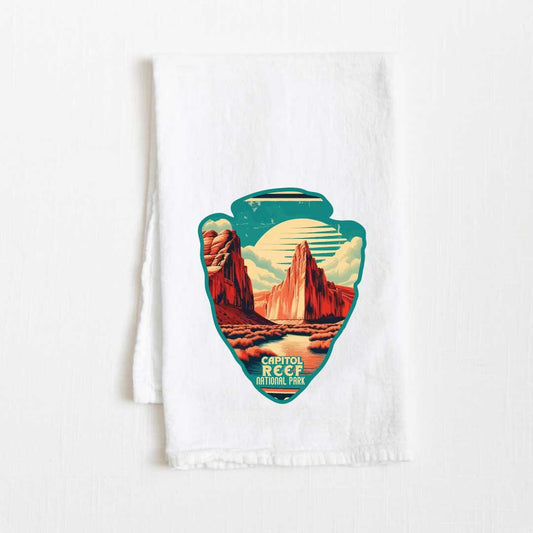 Capitol Reef National Park Vintage Illustrated Flour Sack Kitchen Towel - 36” x 32”