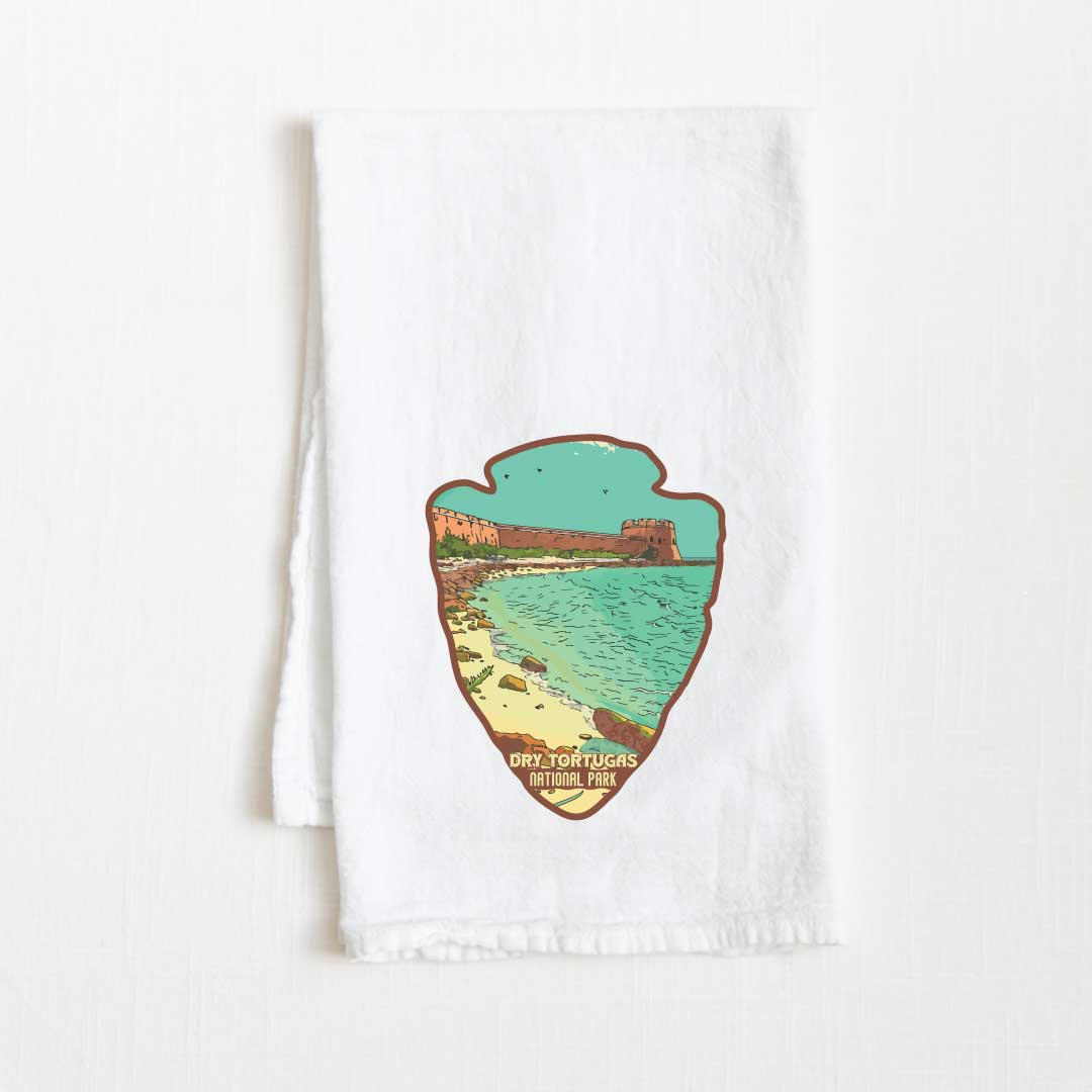 Dry Tortugas National Park Vintage Illustrated Flour Sack Kitchen Towel - 36” x 32”