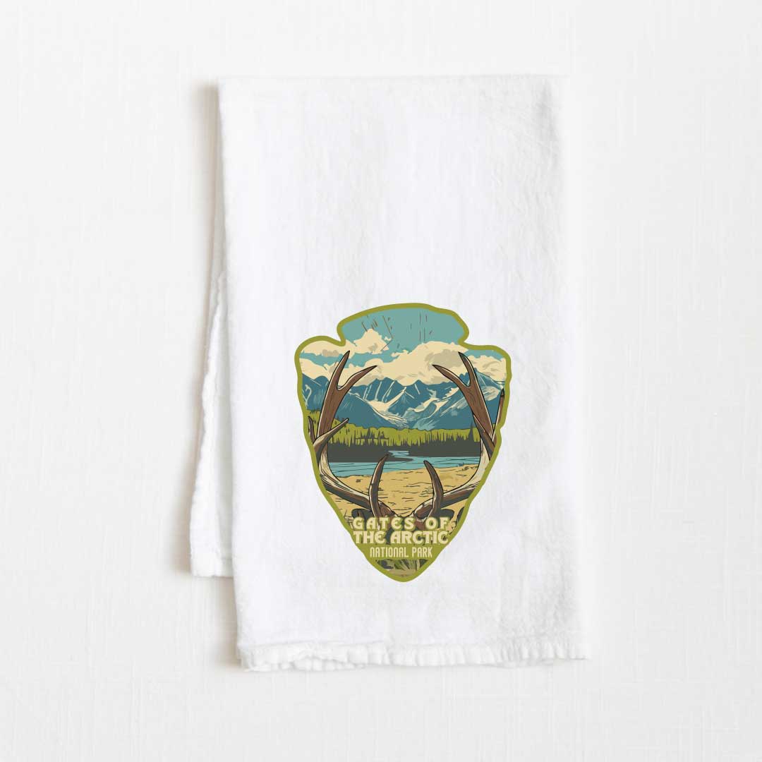 Gates Of The Arctic National Park Vintage Illustrated Flour Sack Kitchen Towel - 36” x 32”