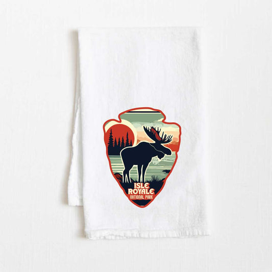 Isle Royale National Park Vintage Illustrated Flour Sack Kitchen Towel - 36” x 32”