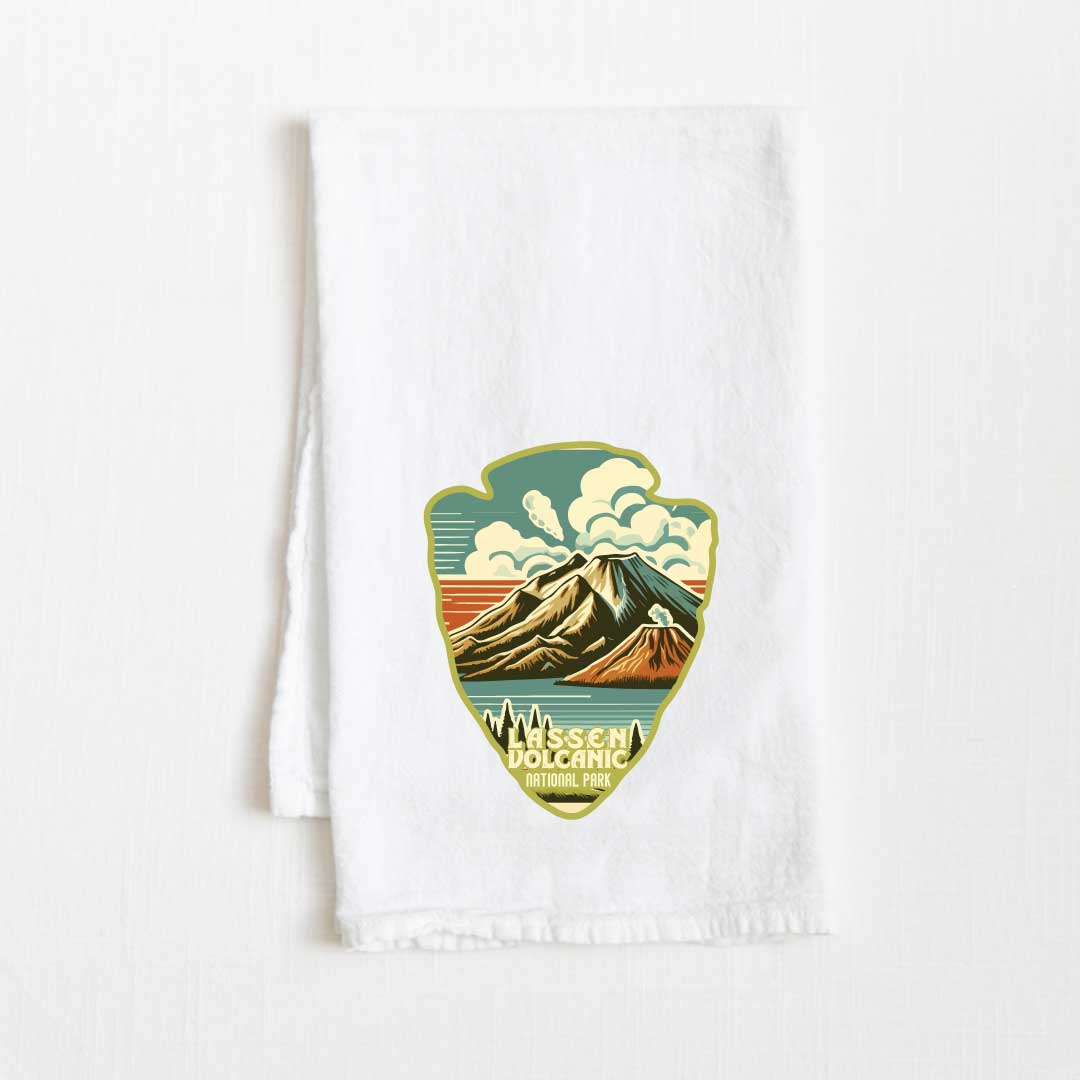 Lassen Volcanic National Park Vintage Illustrated Flour Sack Kitchen Towel - 36” x 32”
