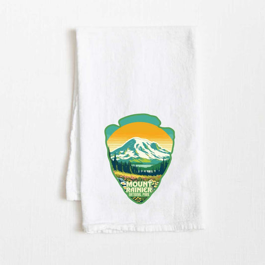 Mount Rainier National Park Vintage Illustrated Flour Sack Kitchen Towel - 36” x 32”