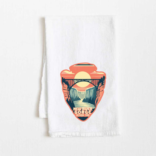 New River Gorge National Park Vintage Illustrated Flour Sack Kitchen Towel - 36” x 32”
