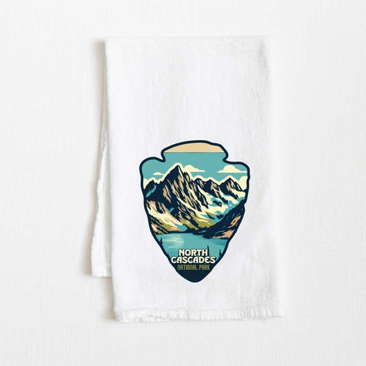 North Cascades National Park Vintage Illustrated Flour Sack Kitchen Towel - 36” x 32”