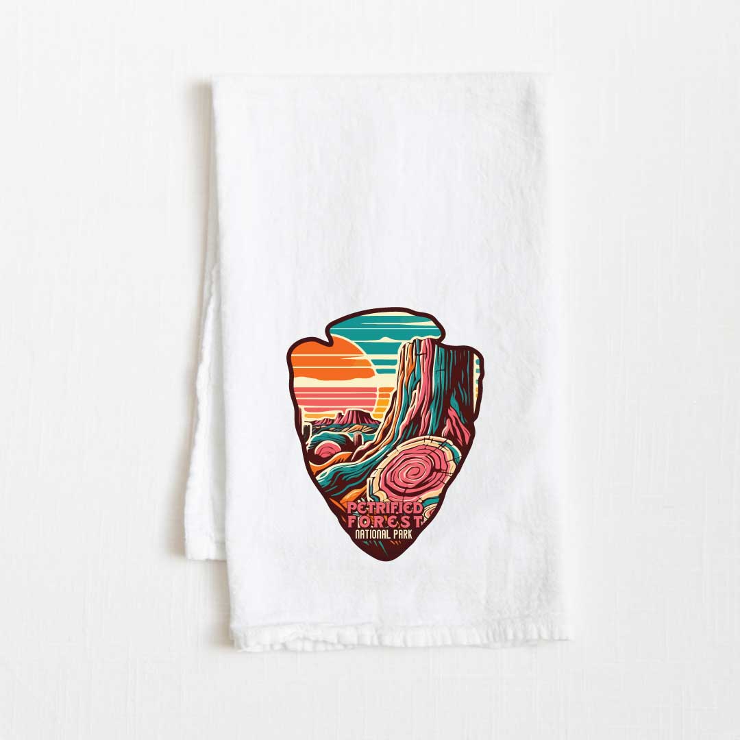 Petrified Forest National Park Vintage Illustrated Flour Sack Kitchen Towel - 36” x 32”
