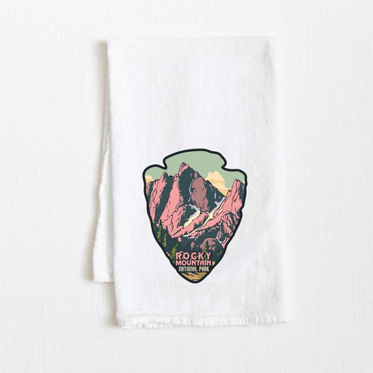Rocky Mountain National Park Vintage Illustrated Flour Sack Kitchen Towel - 36” x 32”
