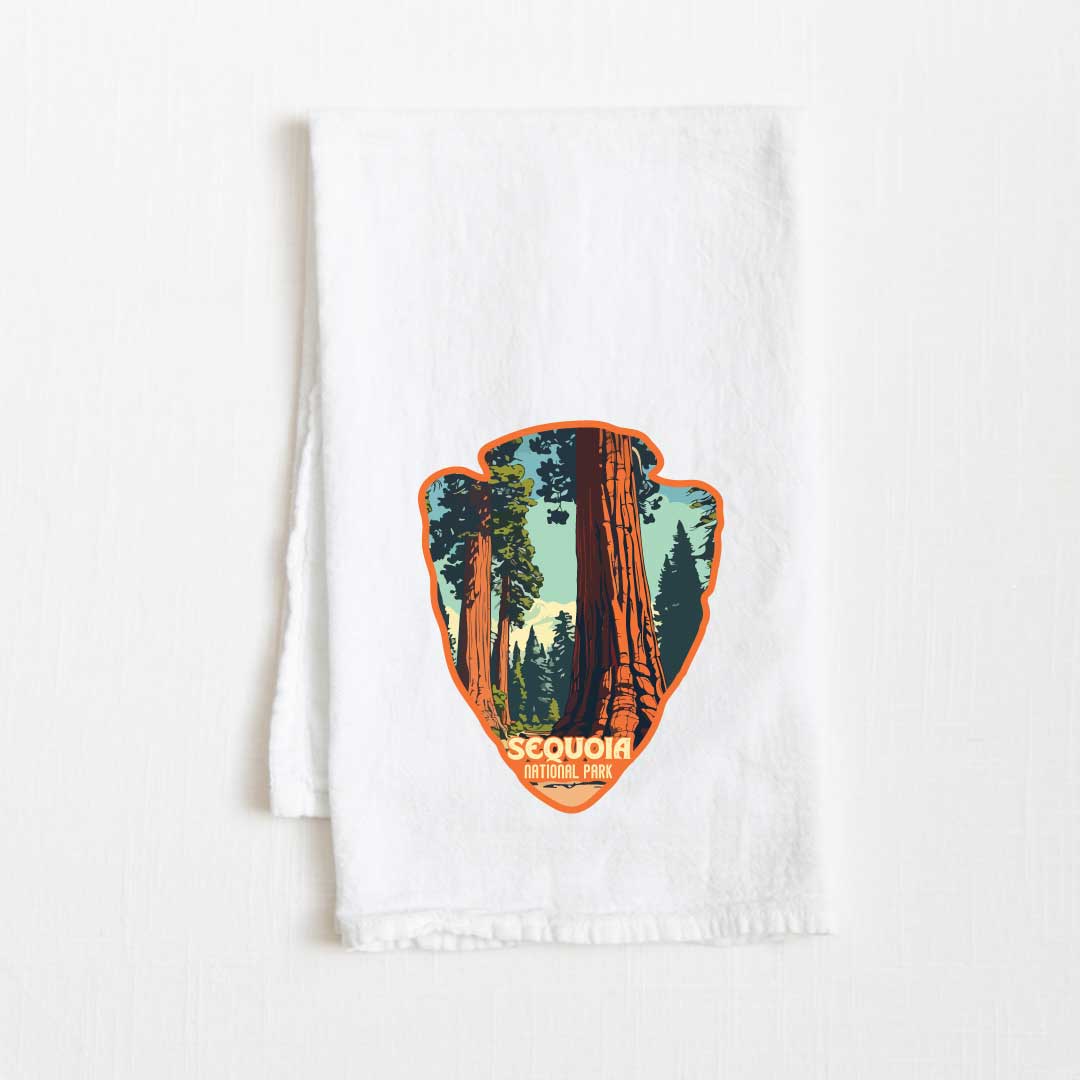 Sequoia National Park Vintage Illustrated Flour Sack Kitchen Towel - 36” x 32”