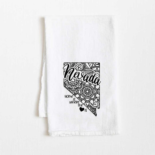 Nevada - Home Is Where the Heart Is Flour Sack Kitchen Towel - 36” x 32”